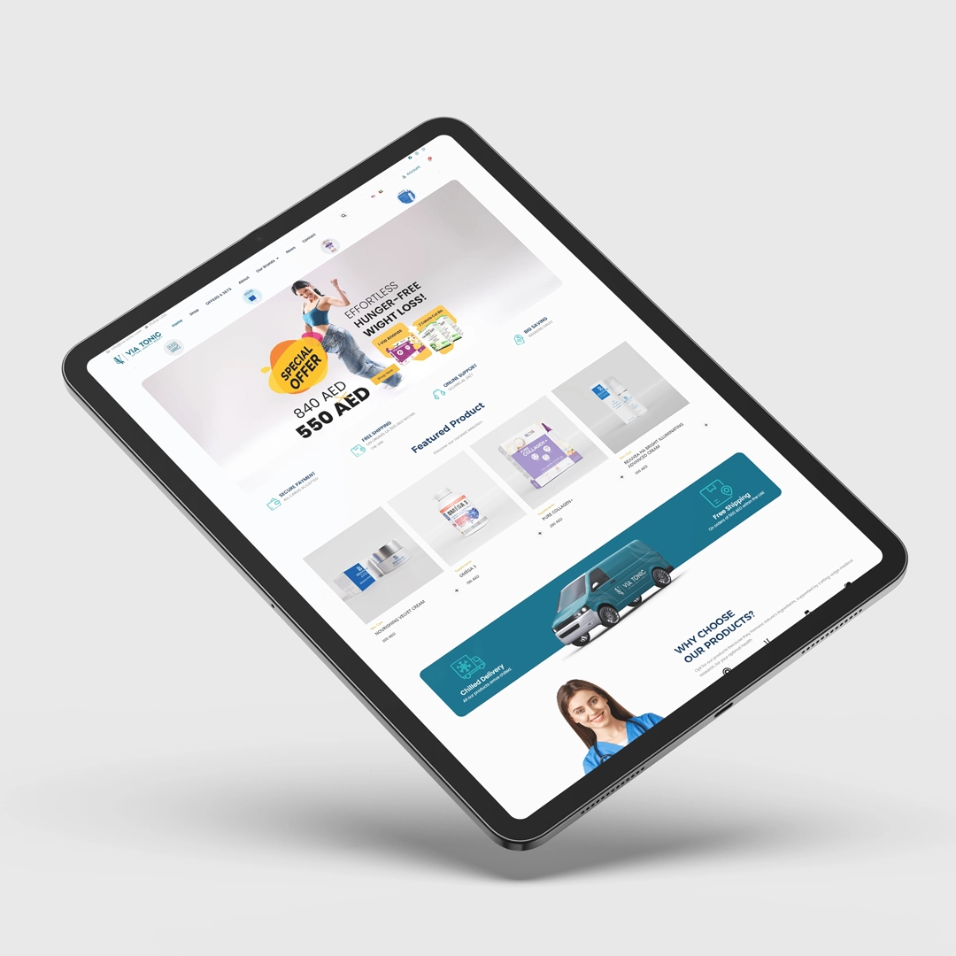 متجر ViaTonic الإلكتروني لبيع المكملات الصحية بواجهة أنيقة وتجربة استخدام سلسة