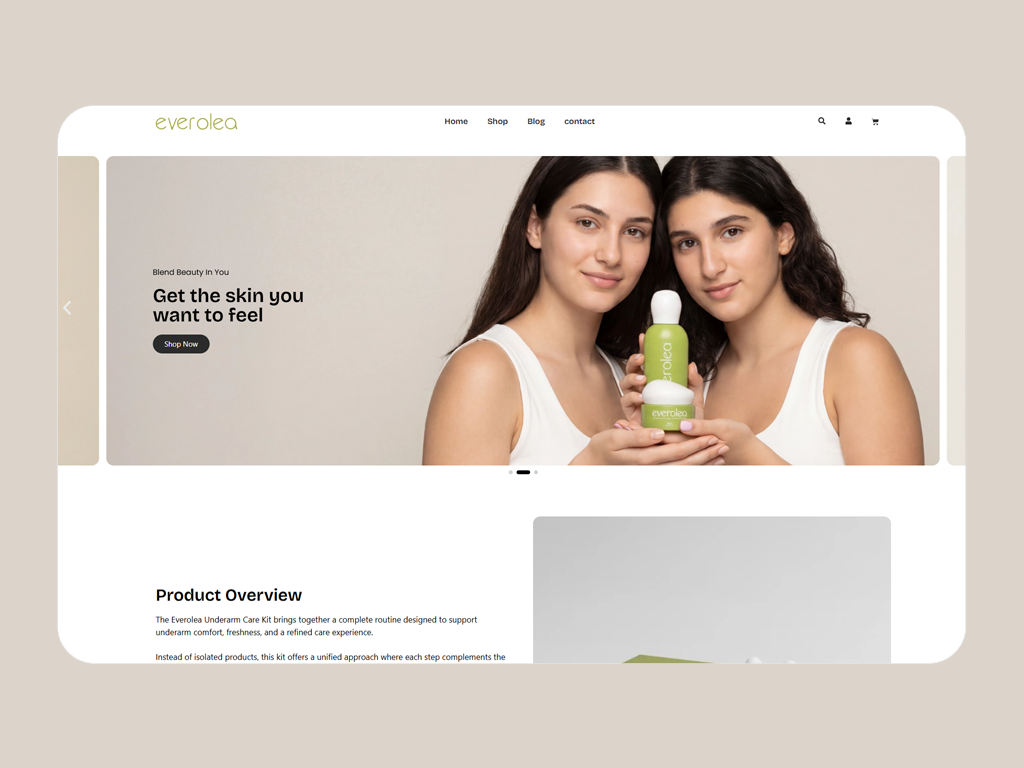 متجر Everolea الإلكتروني — علامة عناية بالبشرة ناشئة في الإمارات