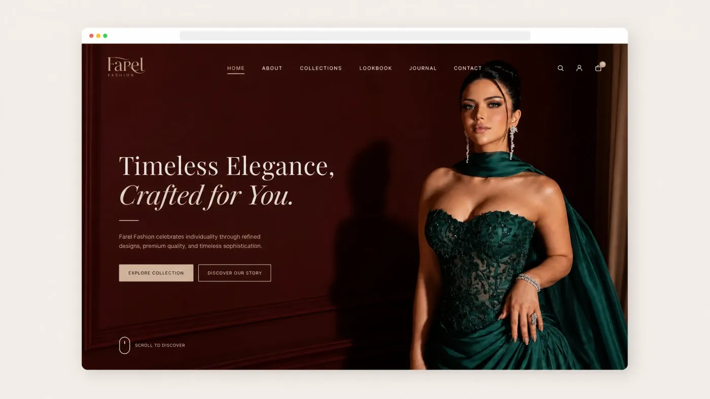 متجر Farel Fashion للفساتين الفاخرة المصمم والمطور باستخدام WooCommerce في دبي