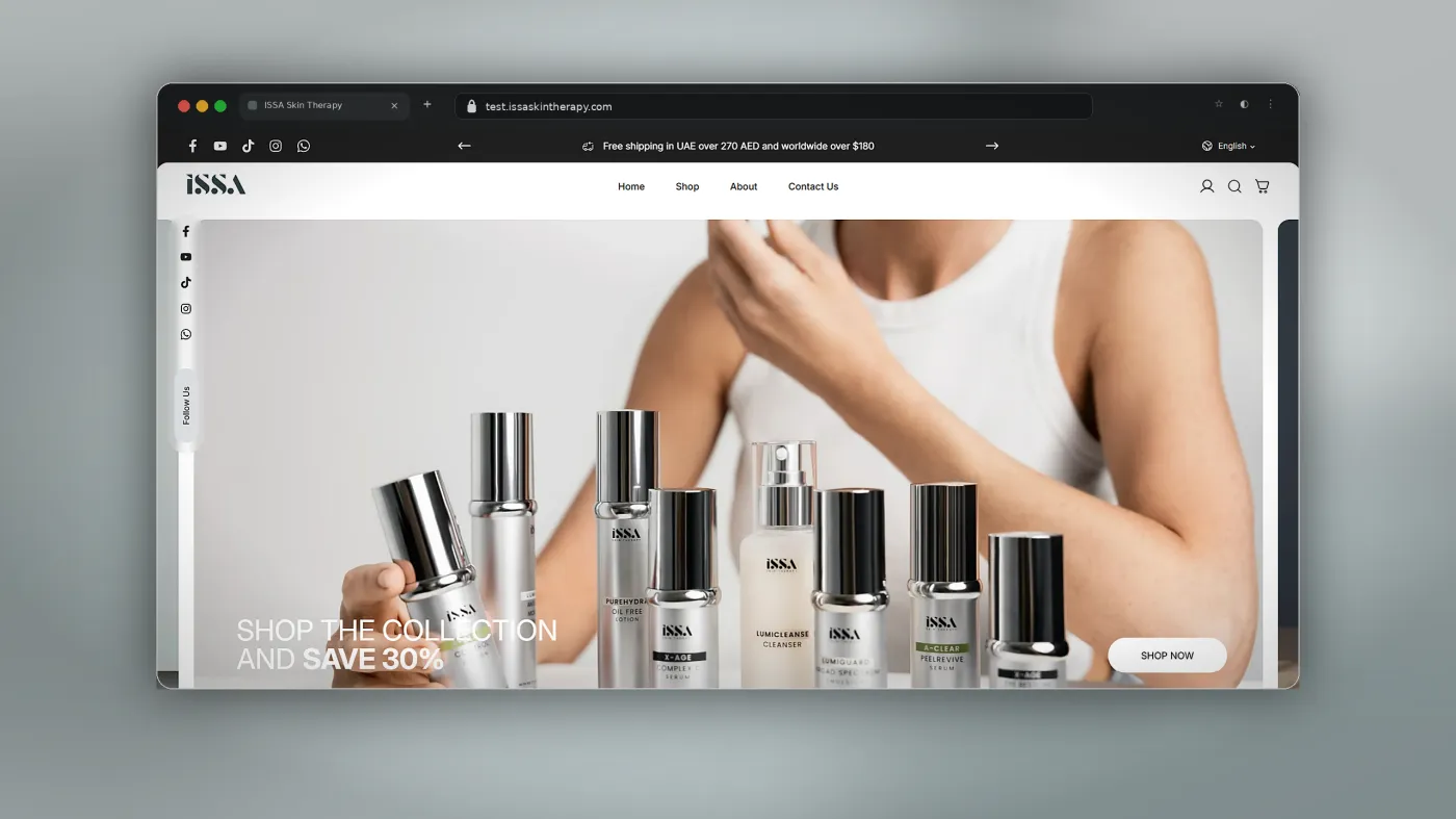 ISSA Skin Therapy — تصميم وتطوير متجر عناية بالبشرة مخصص بالكامل